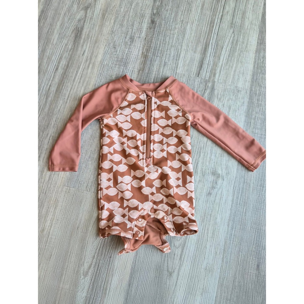 Little Co Lauren Conrad Baby Rash Guard Swimsuit Fish Print Terracotta 6M